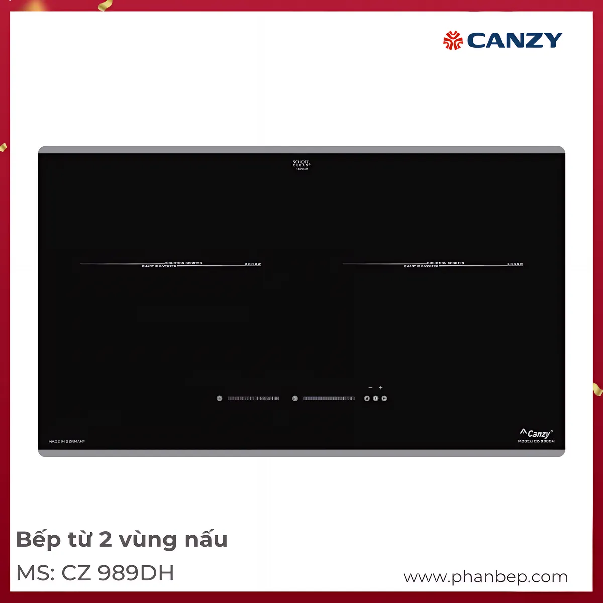 Bếp Từ 2 Vùng Nấu Canzy Cz 989Dh