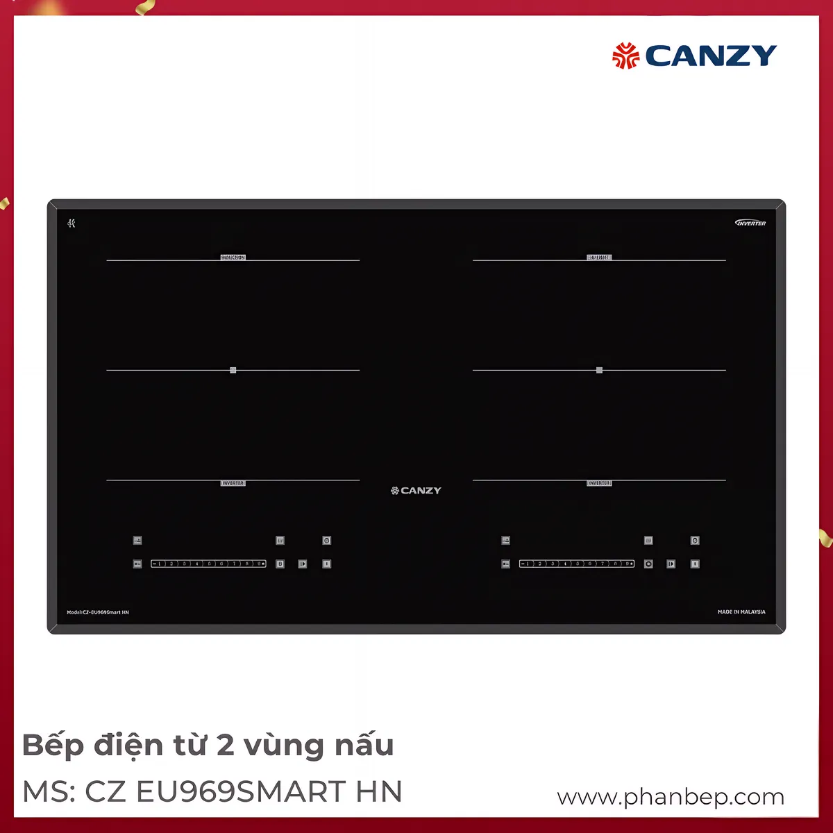 Bếp Từ 2 Vùng Nấu Canzy Cz Eu969Smart Hn