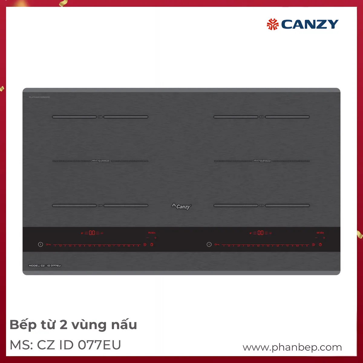 Bếp Từ 2 Vùng Nấu Canzy Cz Id 077Eu