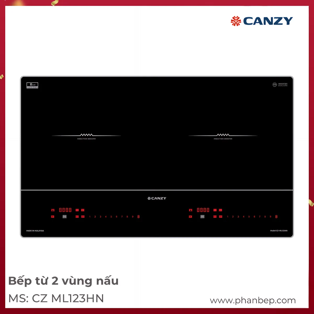 Bếp Từ 2 Vùng Nấu Canzy Cz Ml123Hn