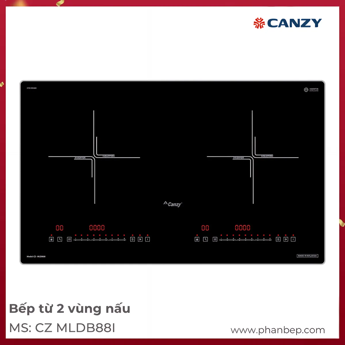 Bếp Từ 2 Vùng Nấu Canzy Cz Mldb88I