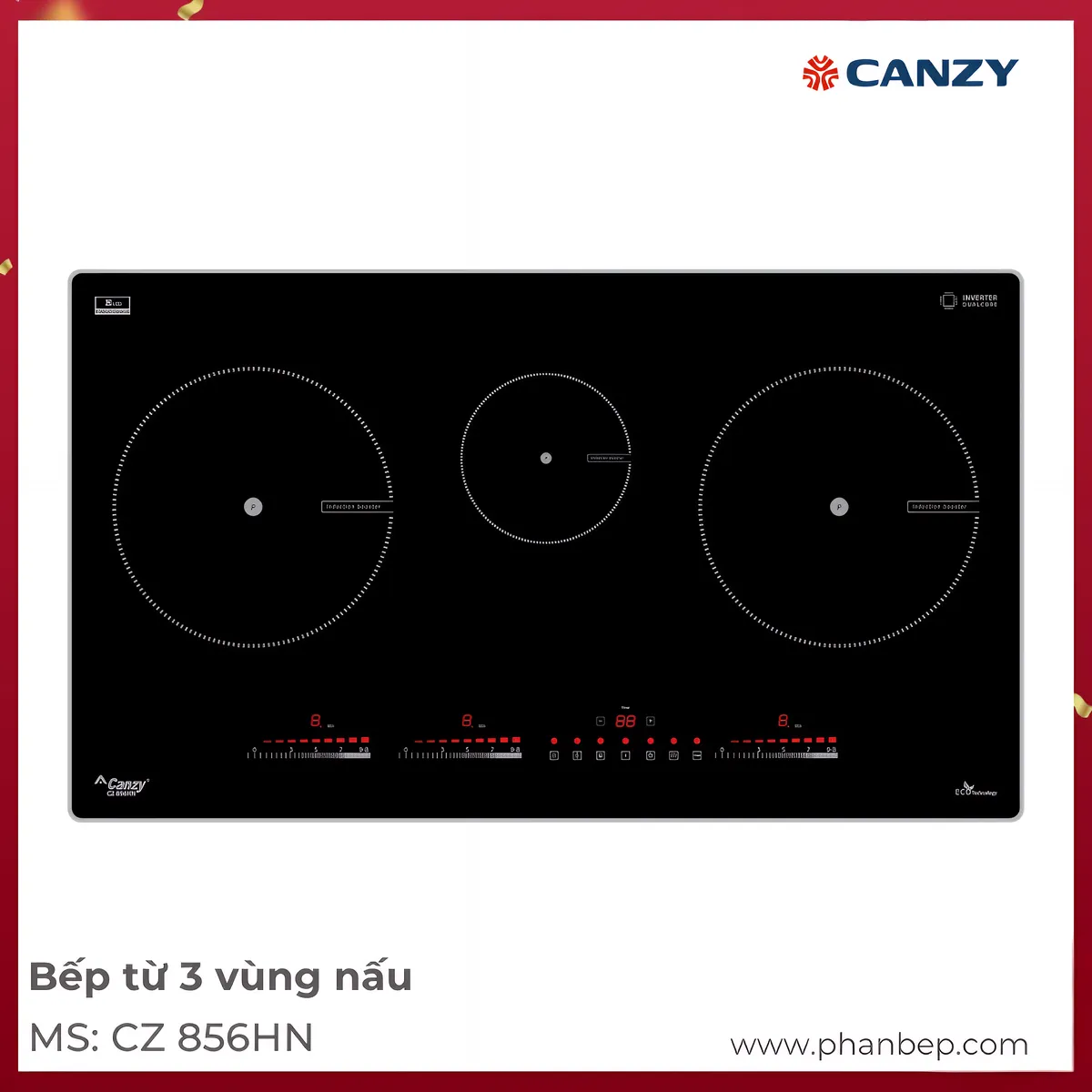 Bếp Từ 3 Vùng Nấu Canzy Cz 856Hn