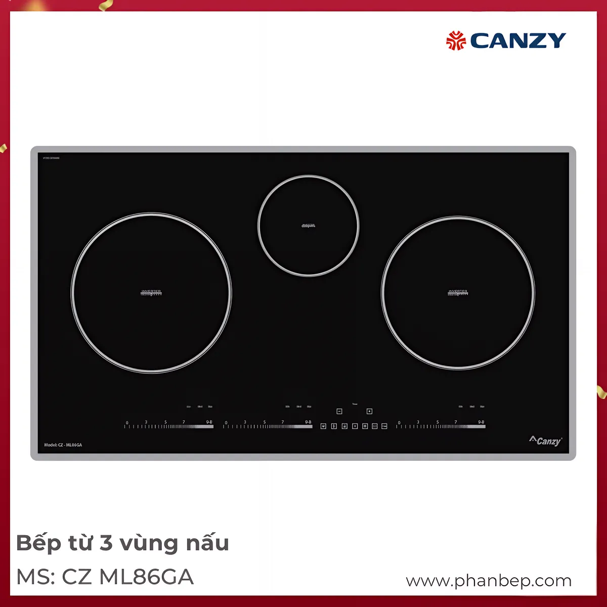 Bếp Từ 3 Vùng Nấu Canzy Cz Ml86Ga