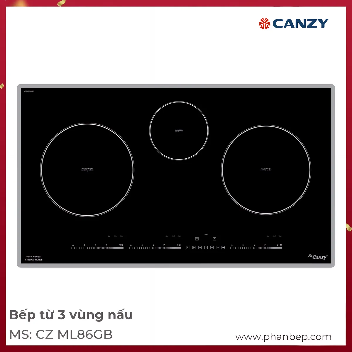 Bếp Từ 3 Vùng Nấu Canzy Cz Ml86Gb